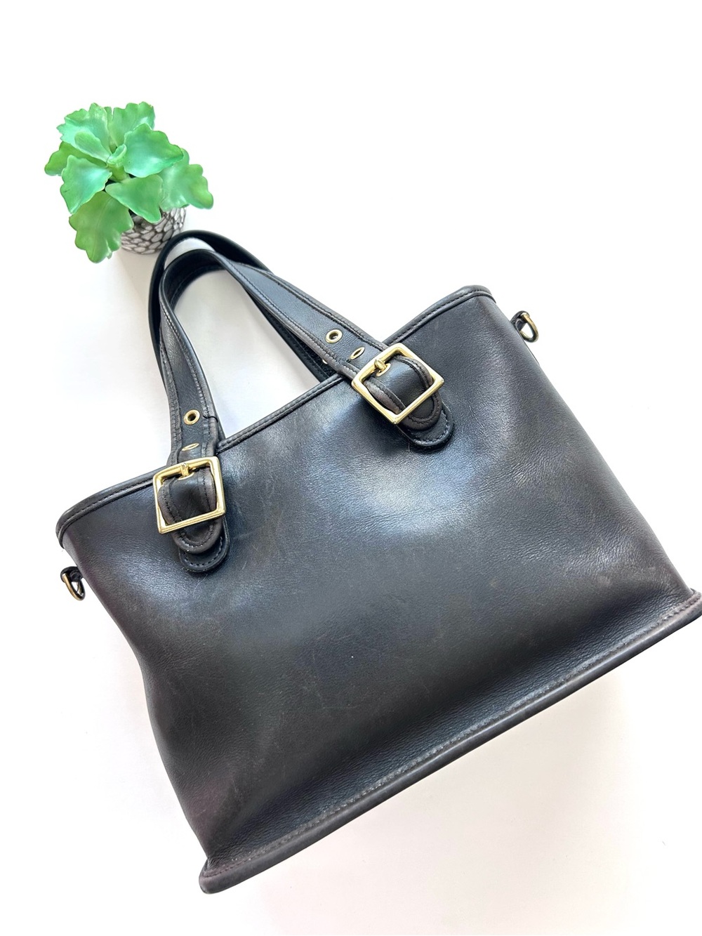 Vintage Coach Legacy Satchel Black Leather Style 9063